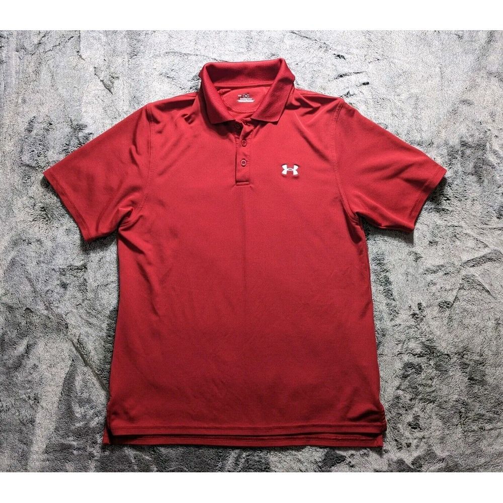 Under Armour Short Sleeve Polo Shirt Men's Size Medium Red Heatgear